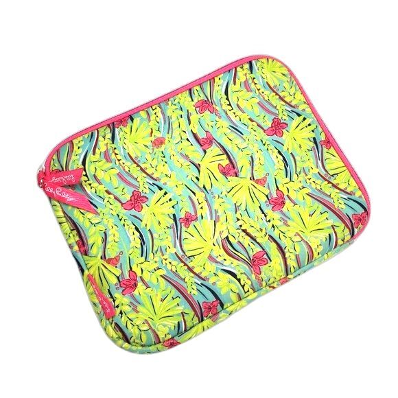 Lilly Pulitzer Green and Pink Padded IPad Tablet Case 10"X8"X0.5"L - Picture 1 of 4